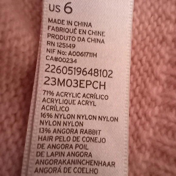 Topshop Crop Angora Crew Neck Crop, orange pearls & jewels 3/4 sleeve, 6 - Picture 8 of 14